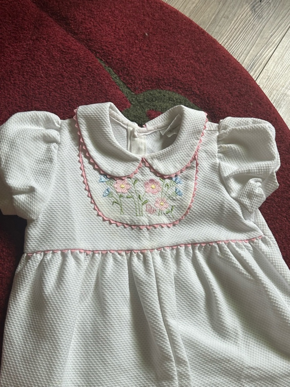 baby Dior White Textured with Pink Trim